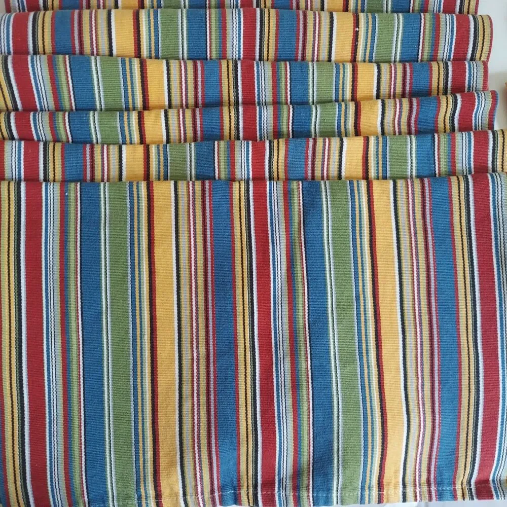 Colorful Cloth Dinner Napkins Set of 6 Stripes Primary Colors Rectangle